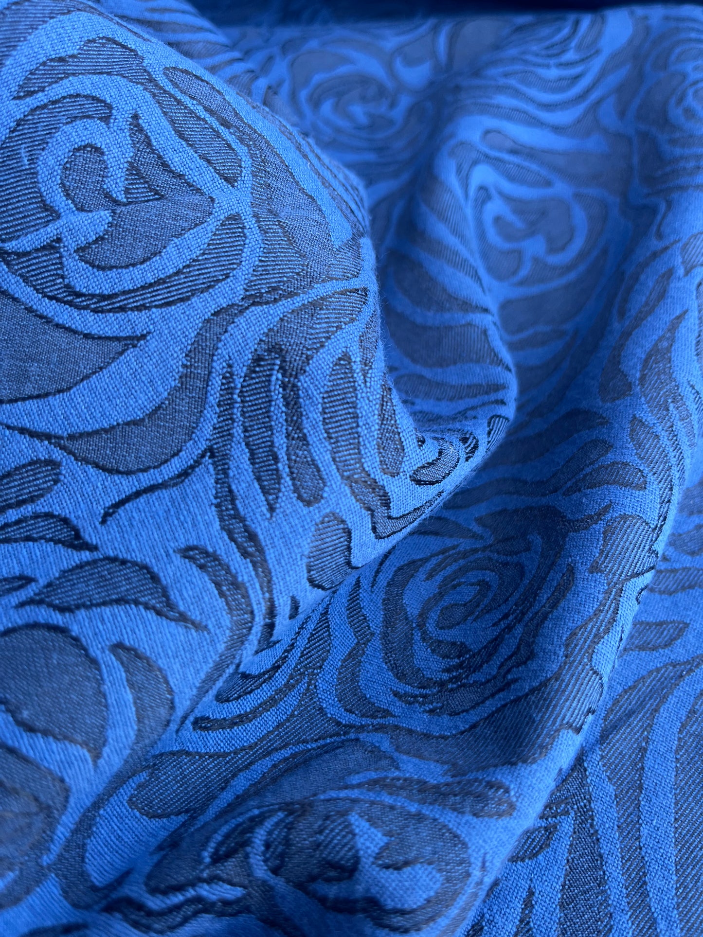SPLASH 014 cotton stretch jacquard indigo flowers