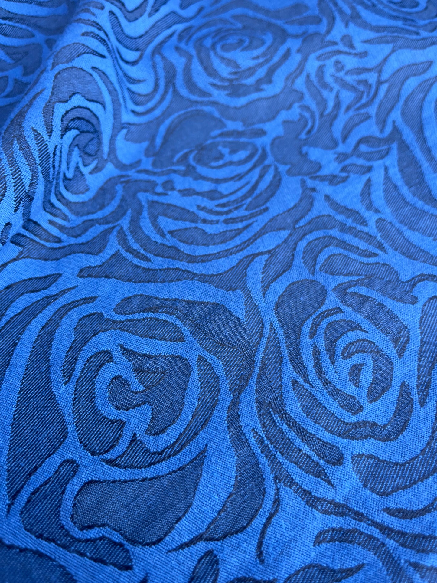 SPLASH 014 cotton stretch jacquard indigo flowers