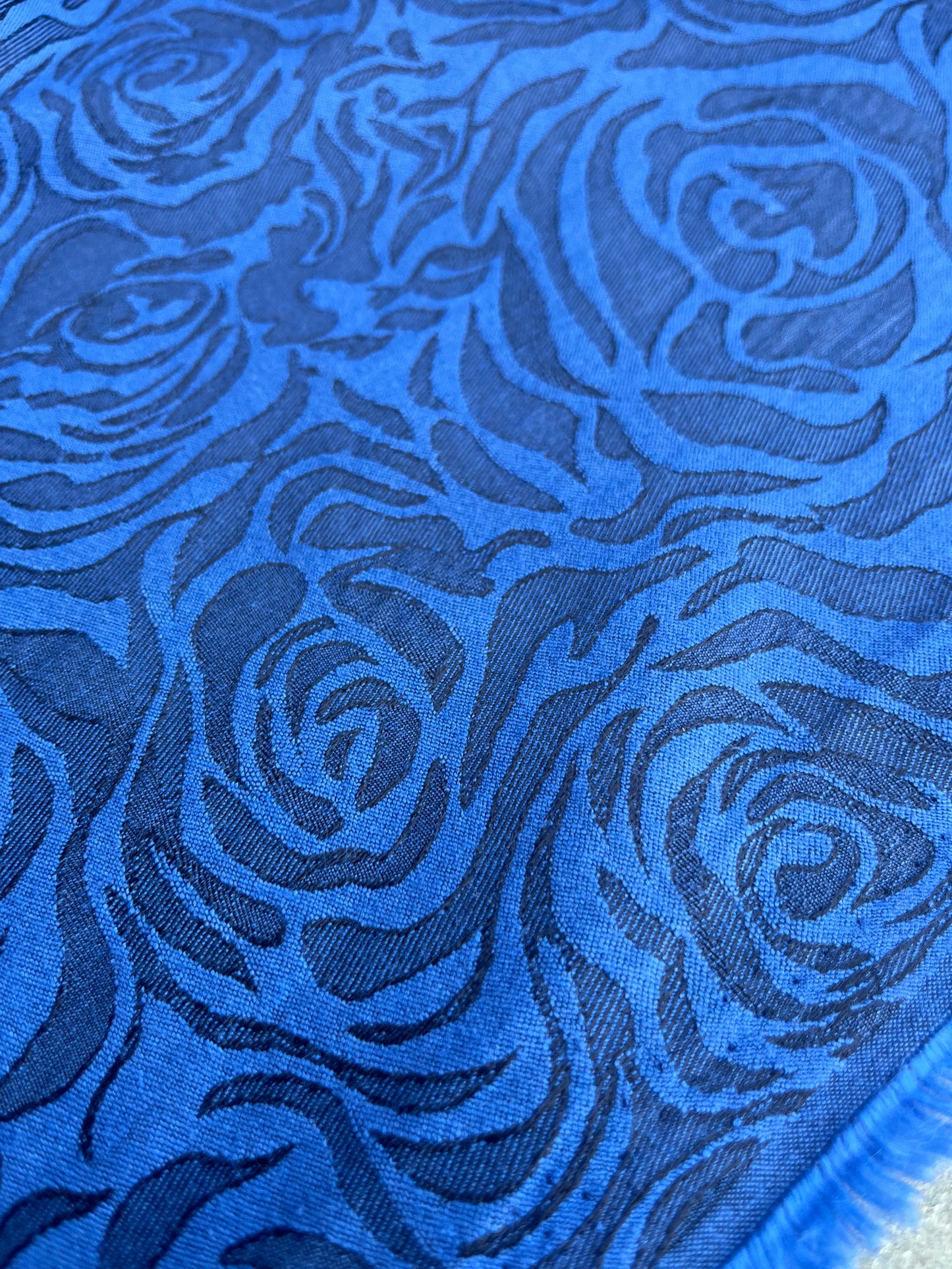 SPLASH 014 cotton stretch jacquard indigo flowers