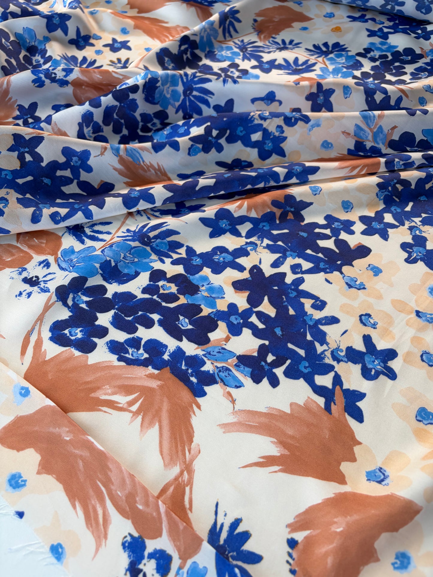 HOMER 034 viscose print cobalt blue flowers