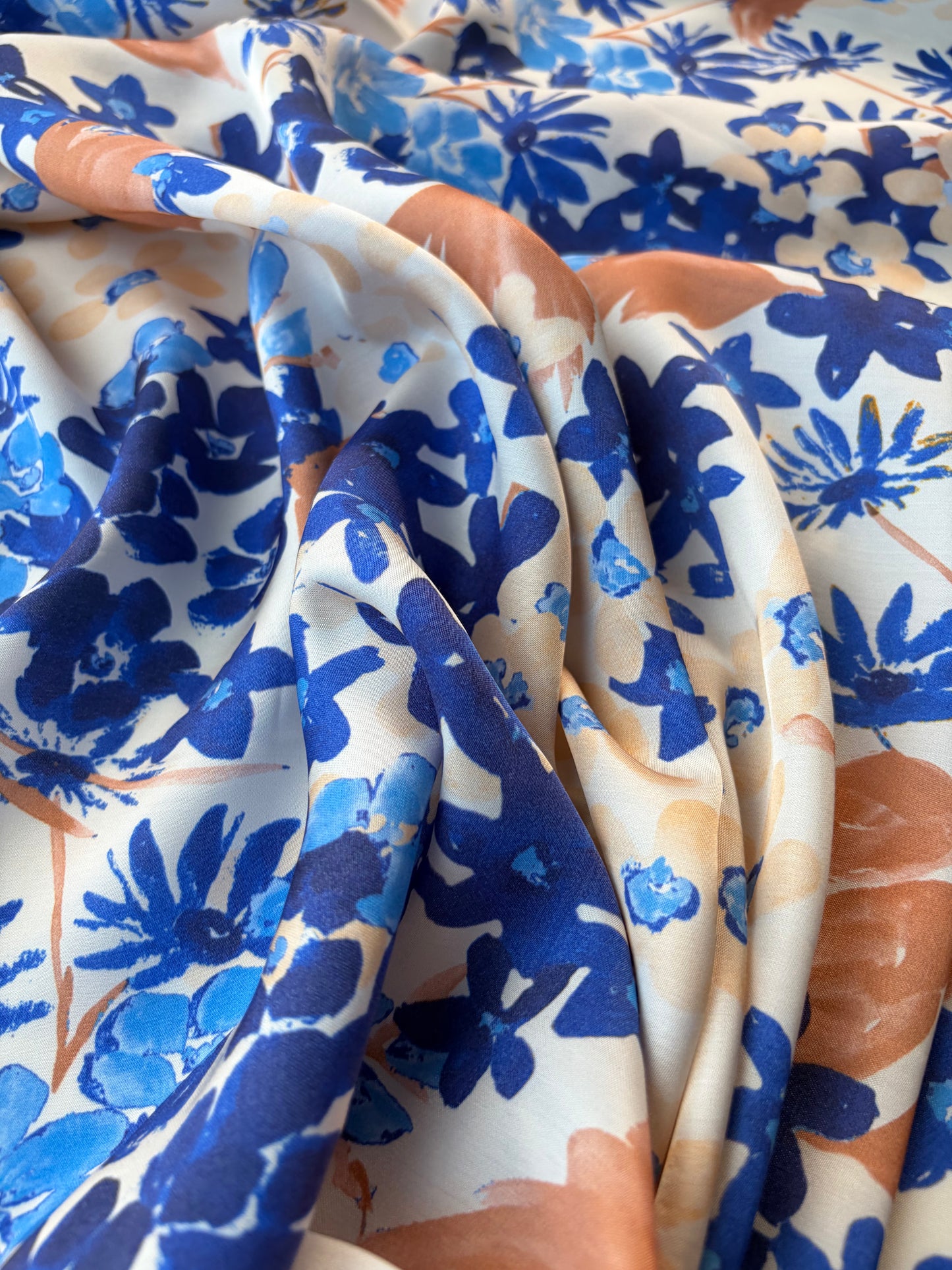 HOMER 034 viscose print cobalt blue flowers