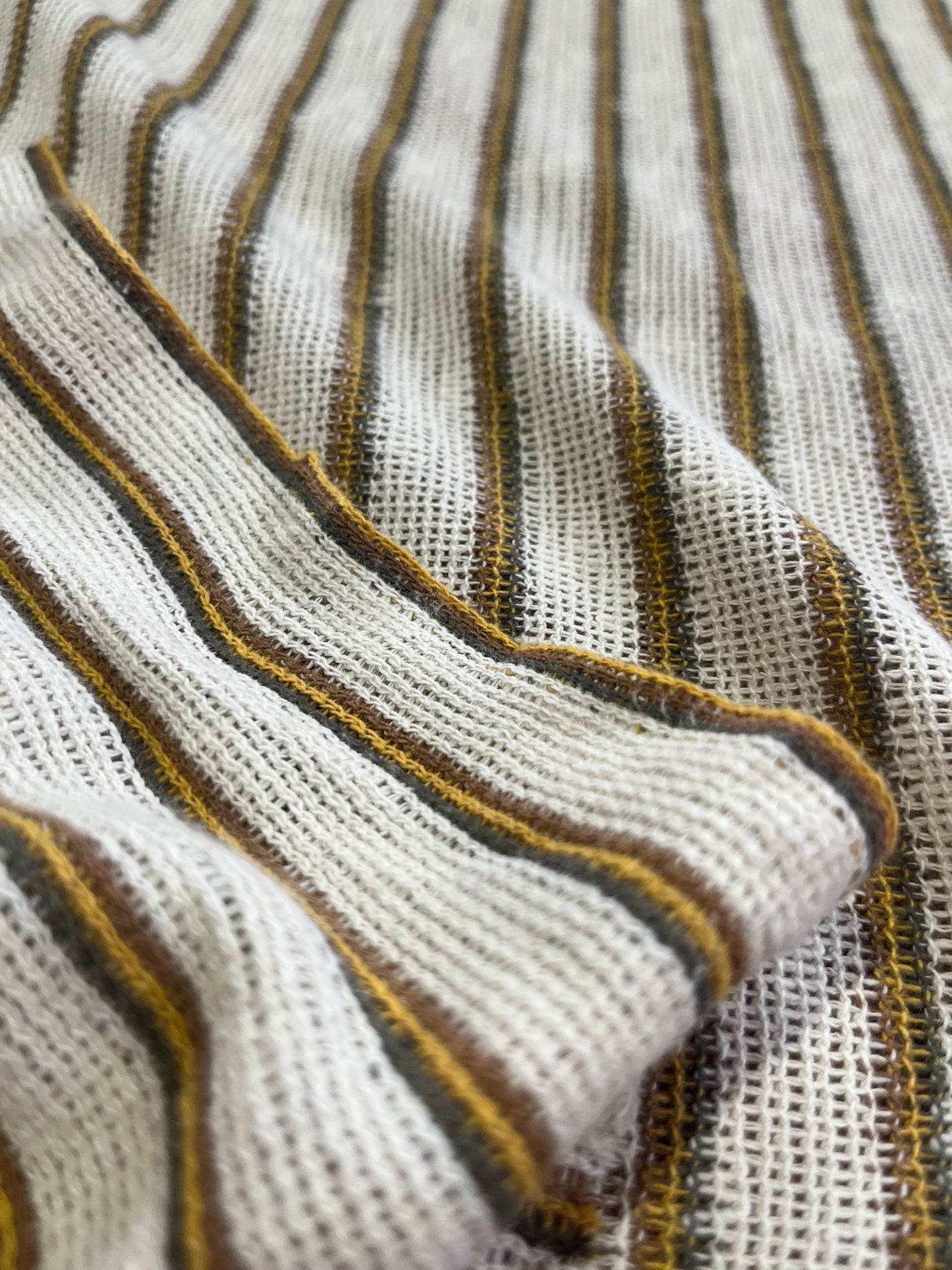 H01 heavy cotton gaze stripes beige/curry