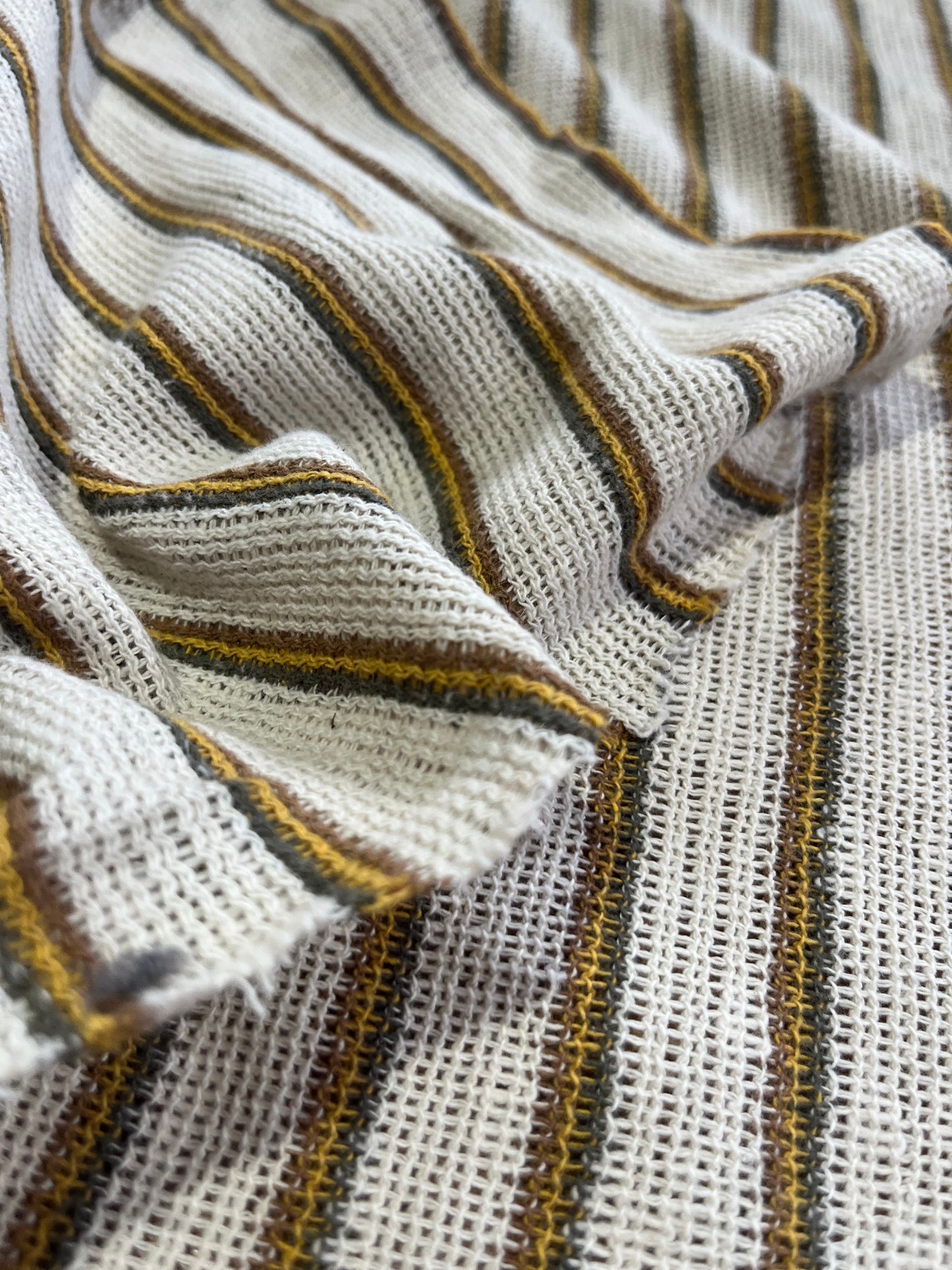 H01 heavy cotton gaze stripes beige/curry