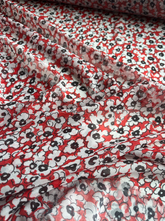 REMCO 023 crêpe de Chine red flowers