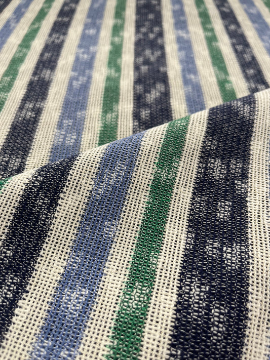 H01 heavy cotton gaze stripes navy/green