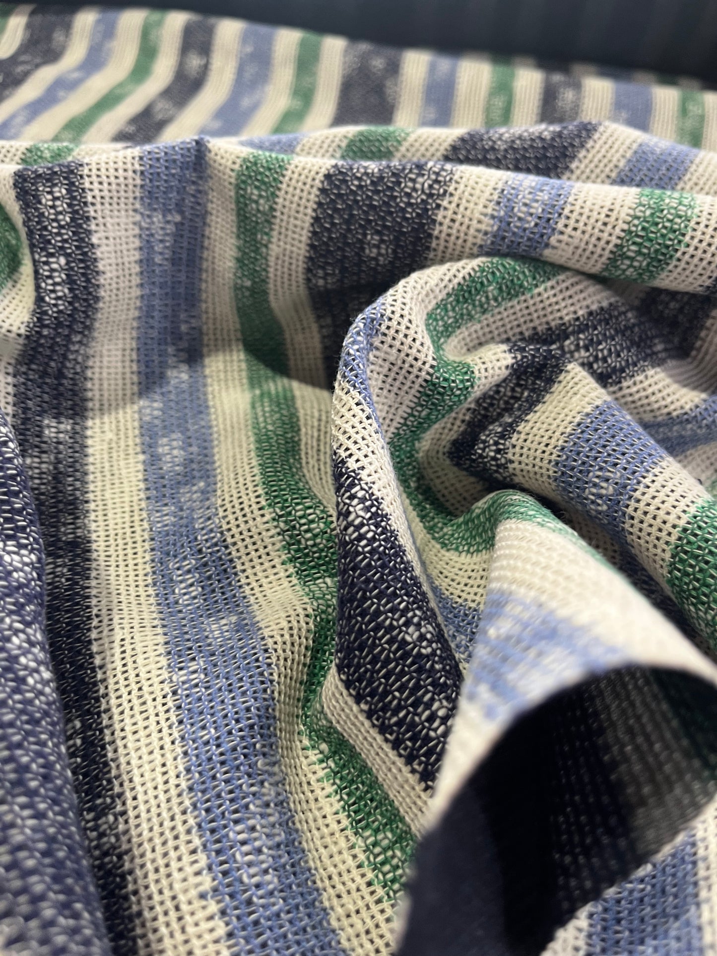 H01 heavy cotton gaze stripes navy/green