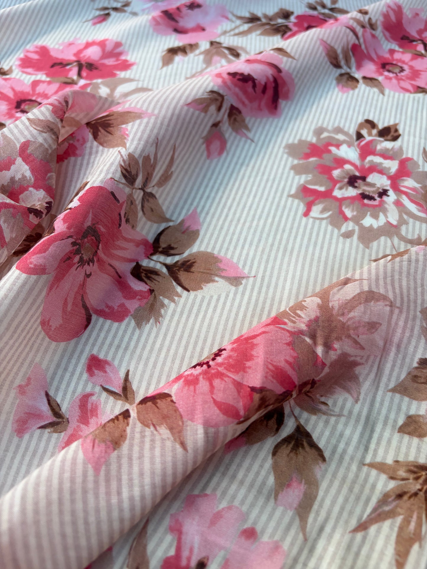 HOMER 036 cotton voile stripes and roses