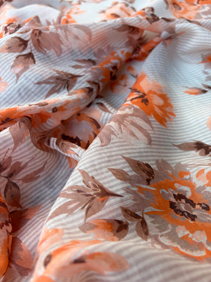 PC HOMER 037 cotton voile stripes and roses