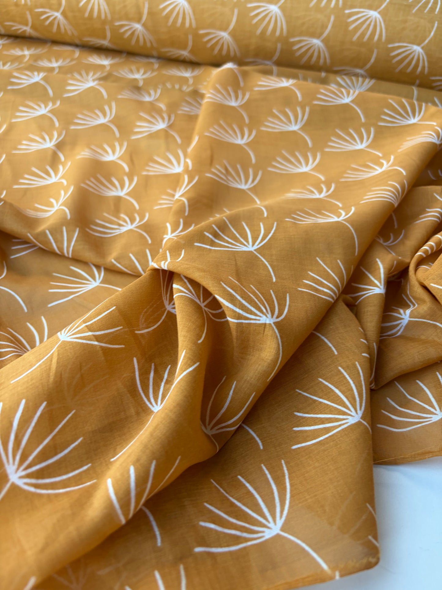 HOMER 039 cotton voile warm yellow flowers