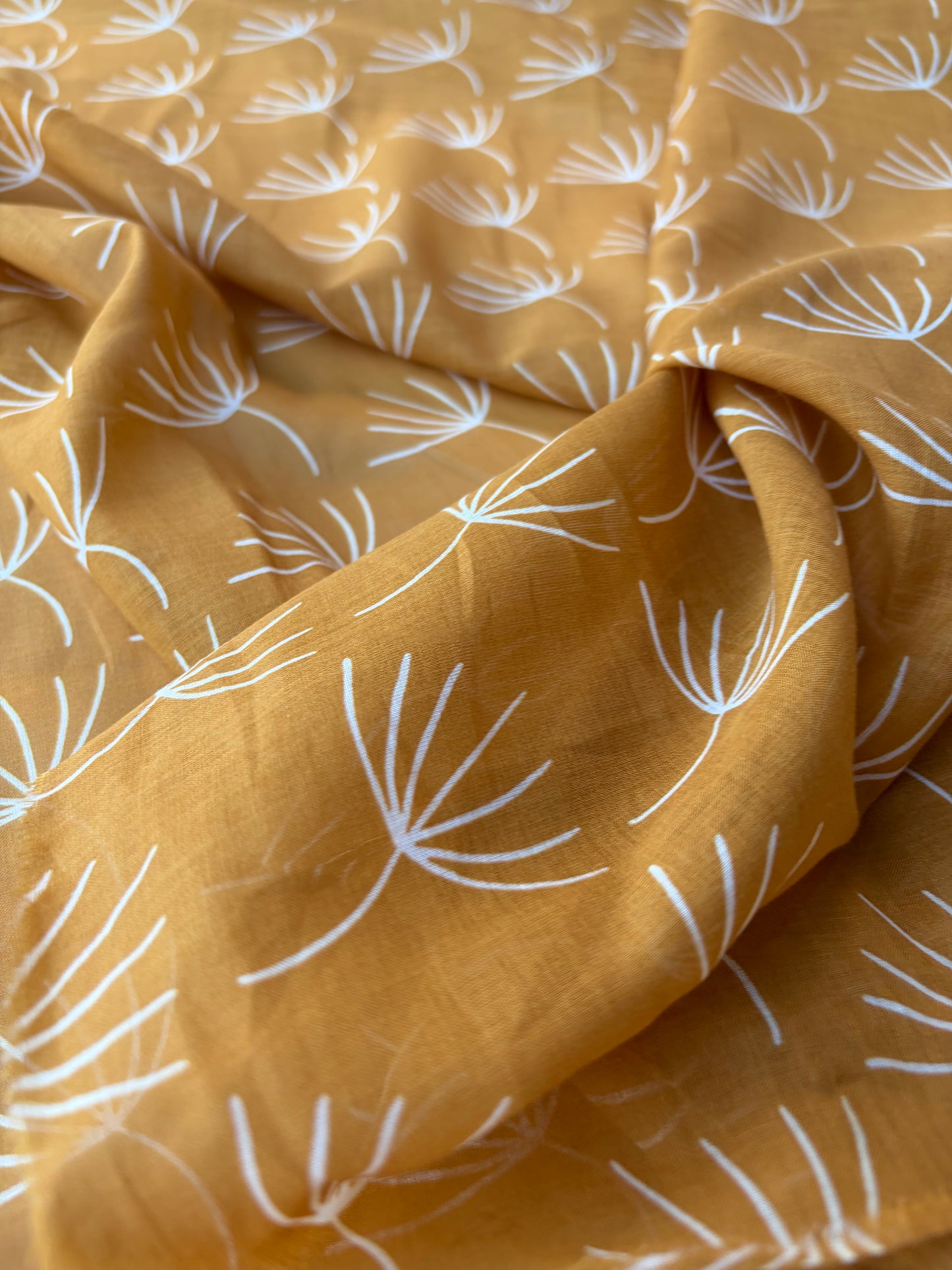 HOMER 039 cotton voile warm yellow flowers