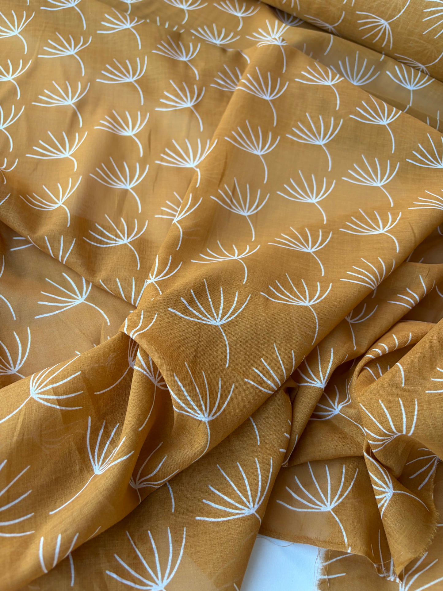 HOMER 039 cotton voile warm yellow flowers