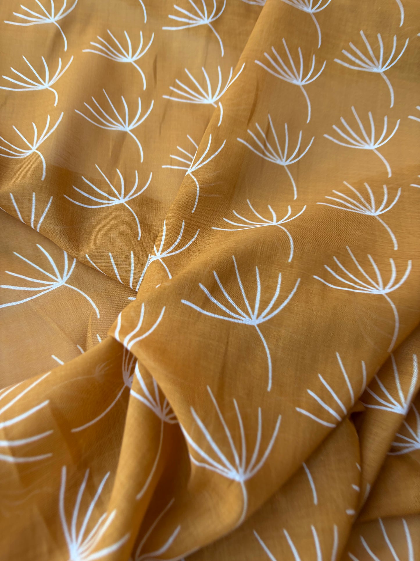 HOMER 039 cotton voile warm yellow flowers