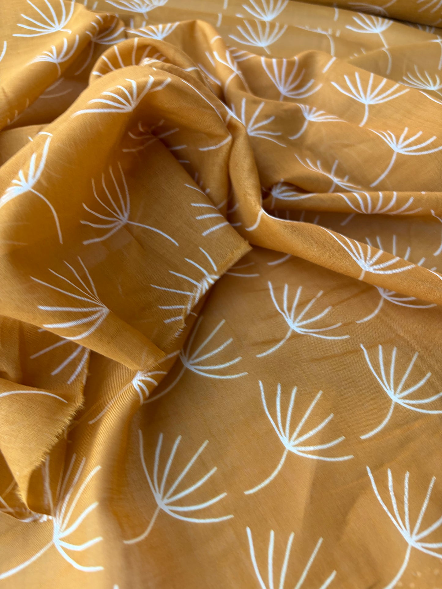 HOMER 039 cotton voile warm yellow flowers