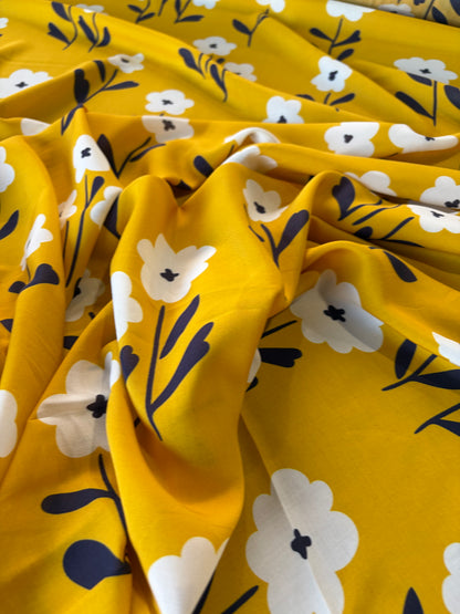 HOMER 043 cotton voile naive yellow flowers