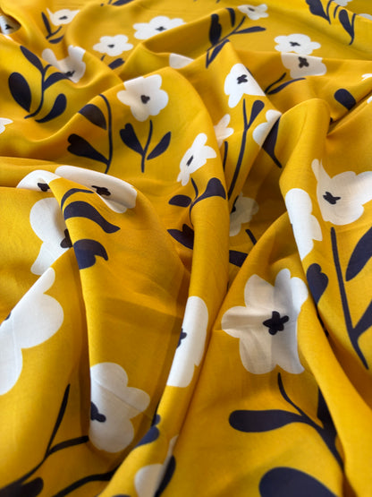 HOMER 043 cotton voile naive yellow flowers