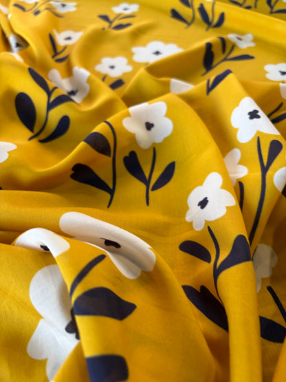 HOMER 043 cotton voile naive yellow flowers