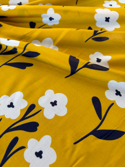 HOMER 043 cotton voile naive yellow flowers