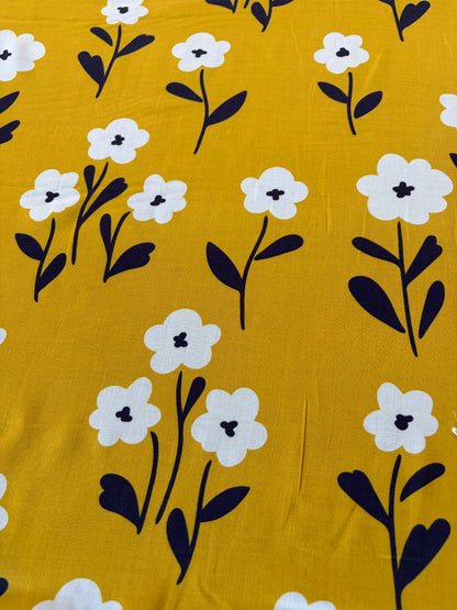 HOMER 043 cotton voile naive yellow flowers