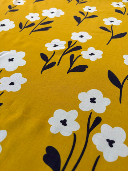 HOMER 043 cotton voile naive yellow flowers