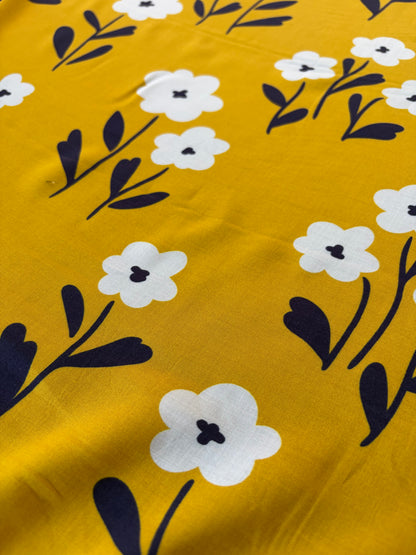HOMER 043 cotton voile naive yellow flowers