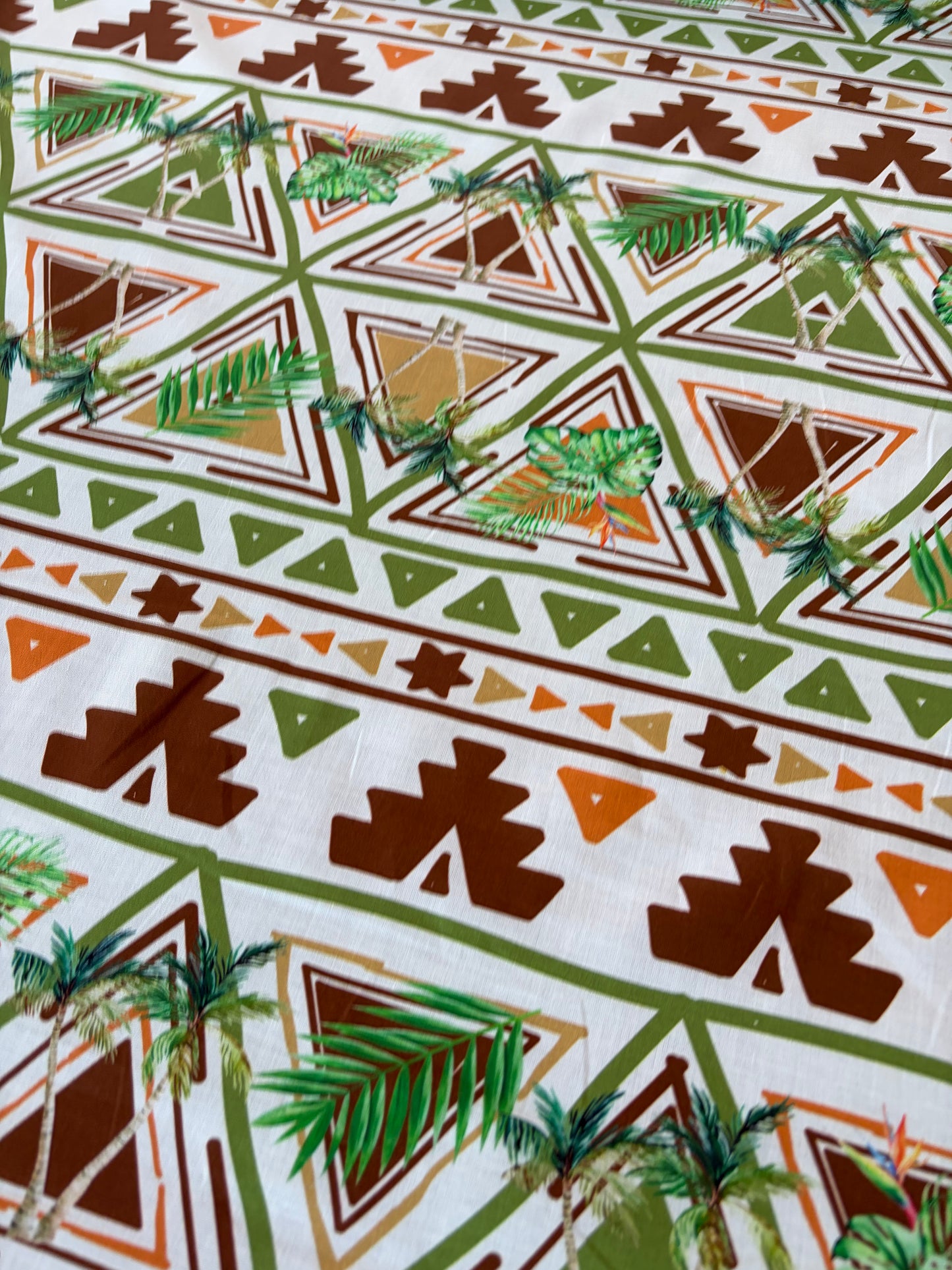 HOMER 044 cotton voile green ethnical print