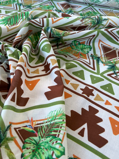 HOMER 044 cotton voile green ethnical print