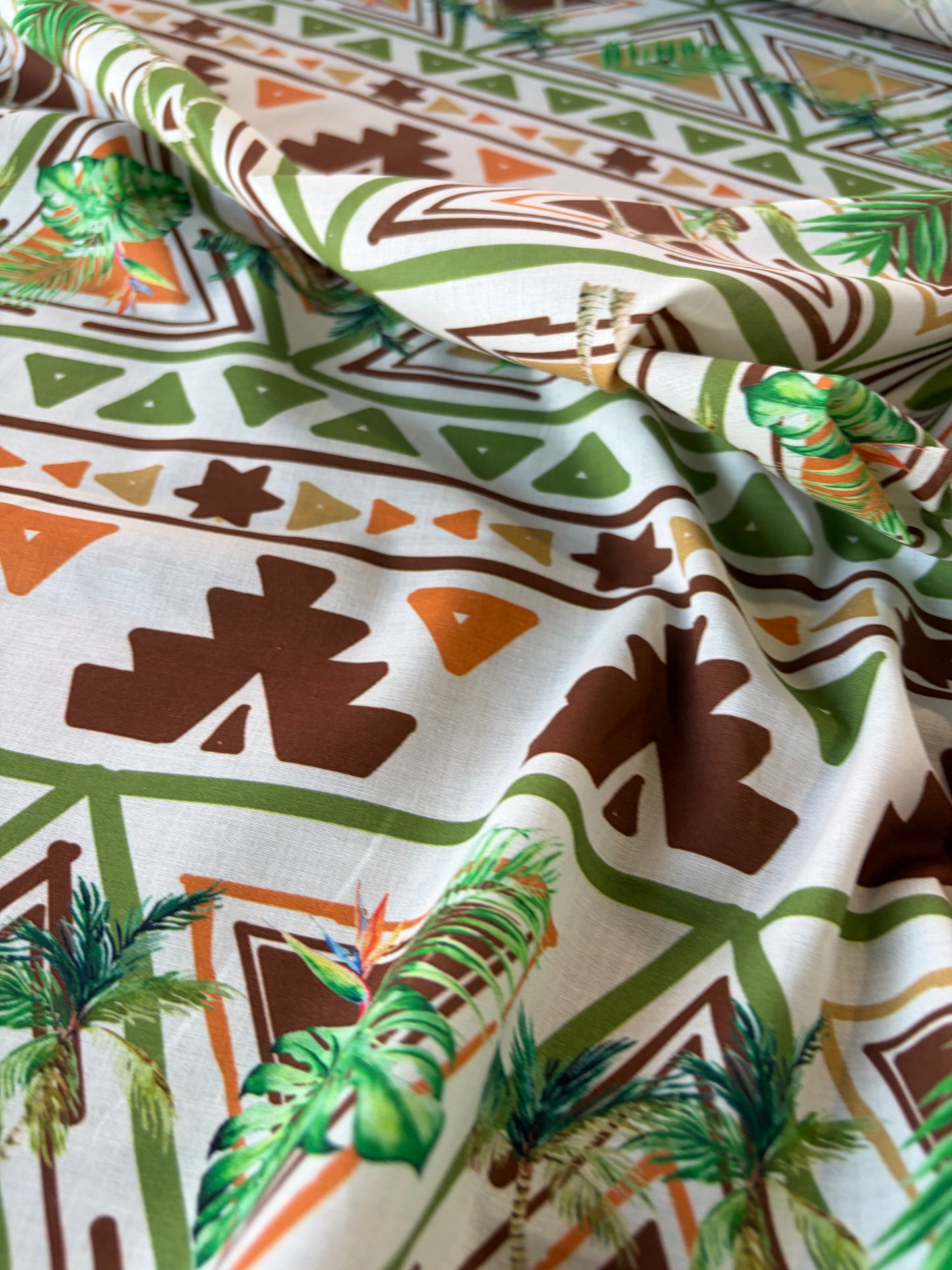 HOMER 044 cotton voile green ethnical print