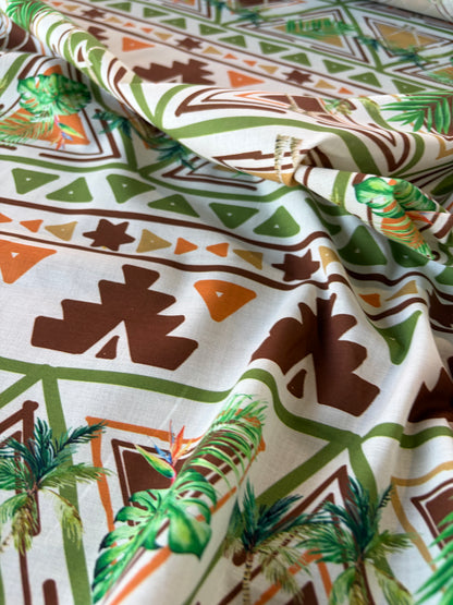 HOMER 044 cotton voile green ethnical print