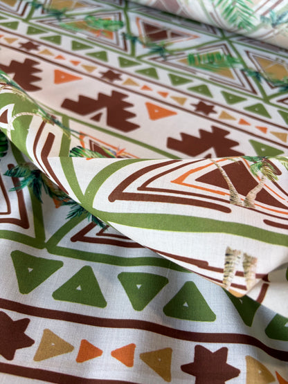 HOMER 044 cotton voile green ethnical print