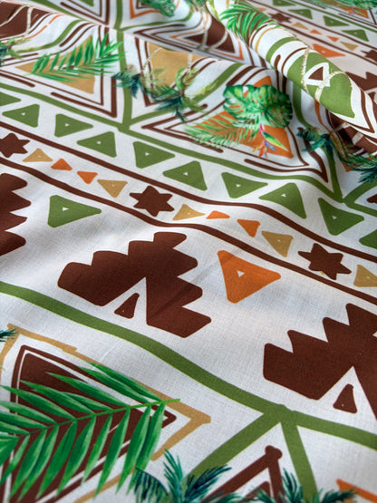 HOMER 044 cotton voile green ethnical print