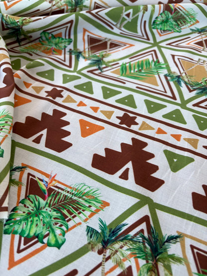 HOMER 044 cotton voile green ethnical print