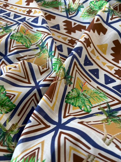 HOMER 045 cotton voile blue ethnical print