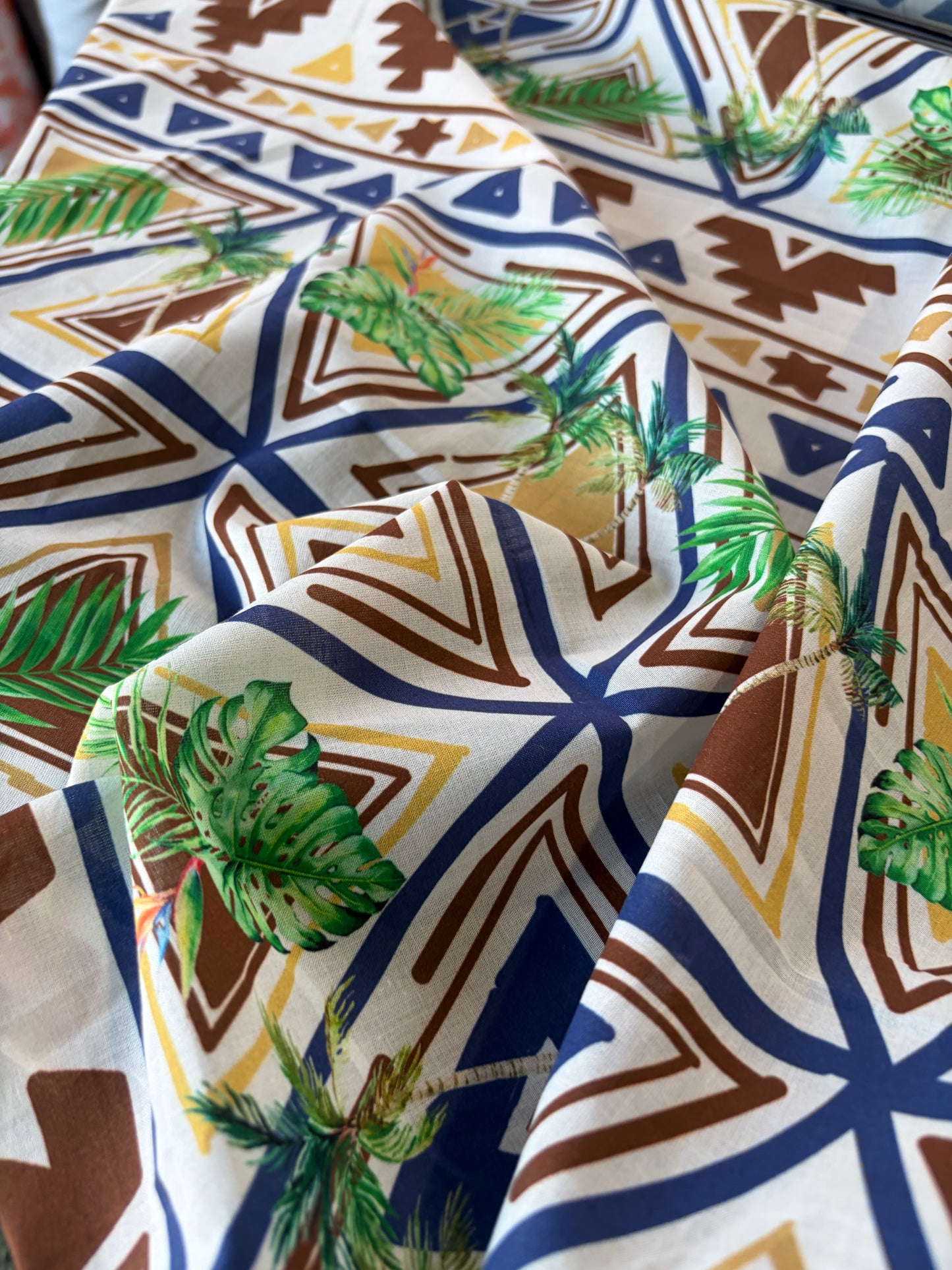 HOMER 045 cotton voile blue ethnical print