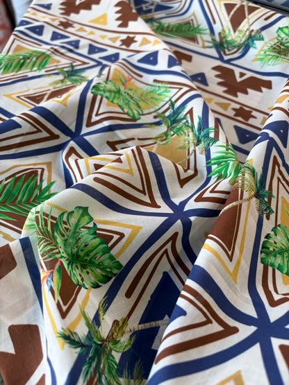 HOMER 045 cotton voile blue ethnical print