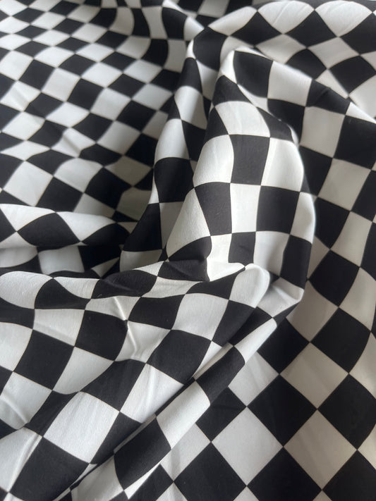 REMCO 038 cotton poplin stretch black/white checkered