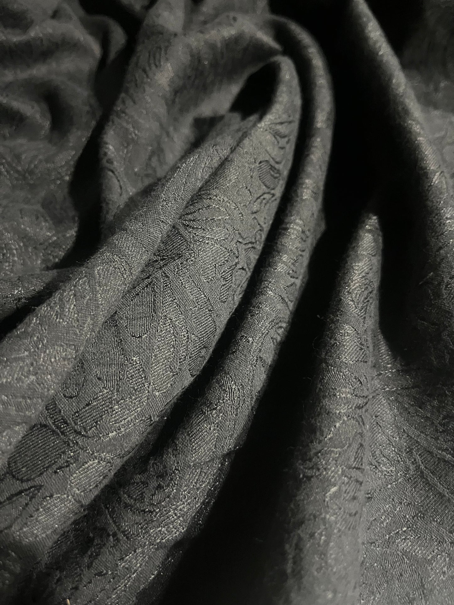 GASPARD 001 cotton stretch jacquard black ornamental design