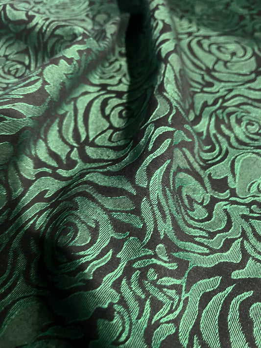 GASPARD 002 cotton stretch jacquard green roses