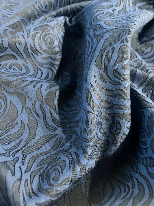 GASPARD 004 cotton stretch jacquard blue roses