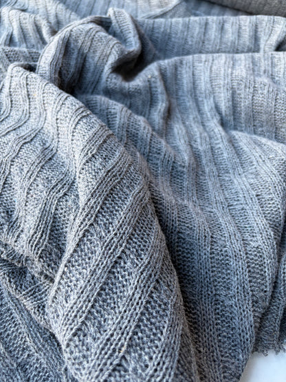 JOEL 035 mid grey coloured knitted cable cotton/wool