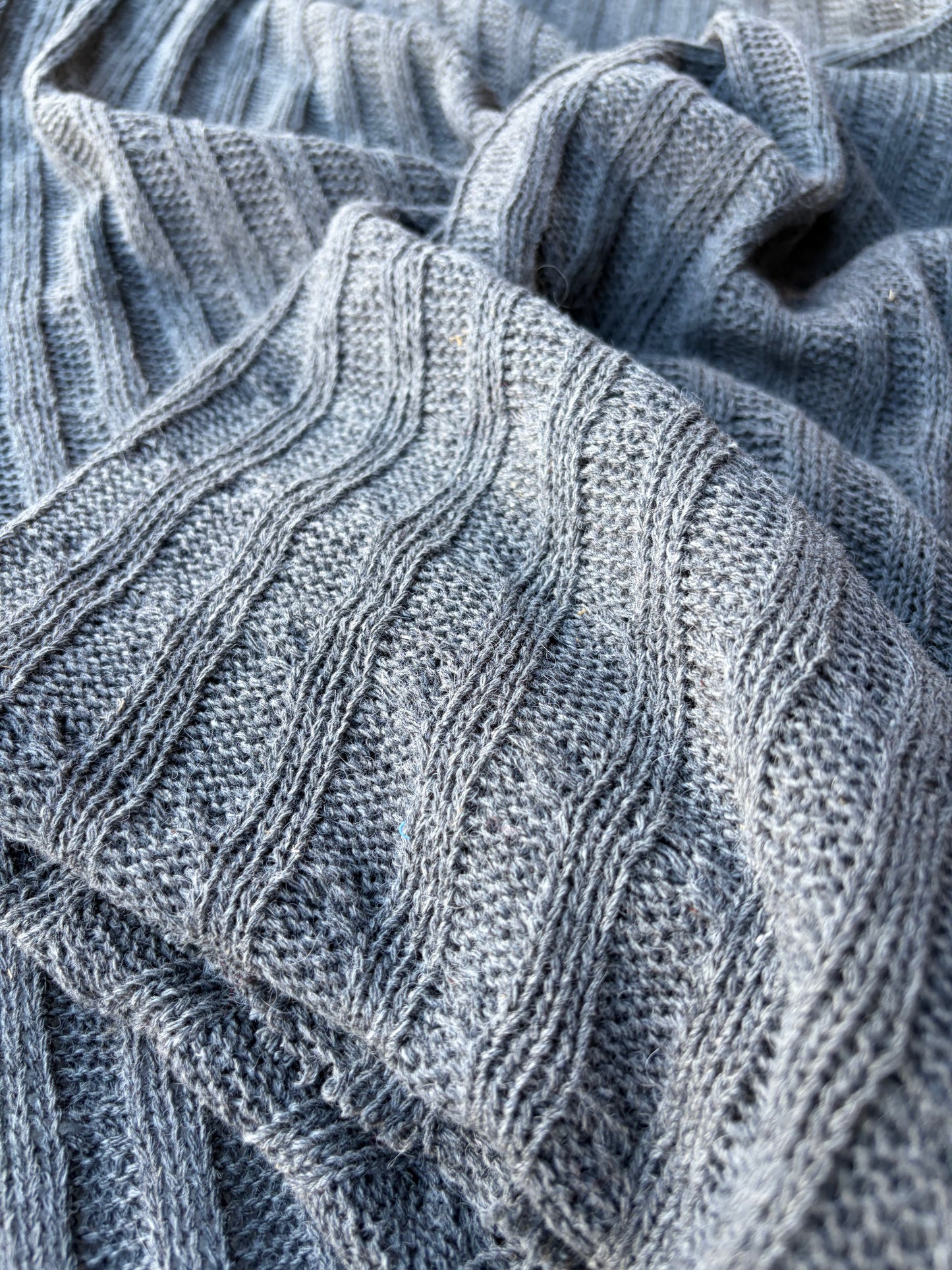 JOEL 035 mid grey coloured knitted cable cotton/wool