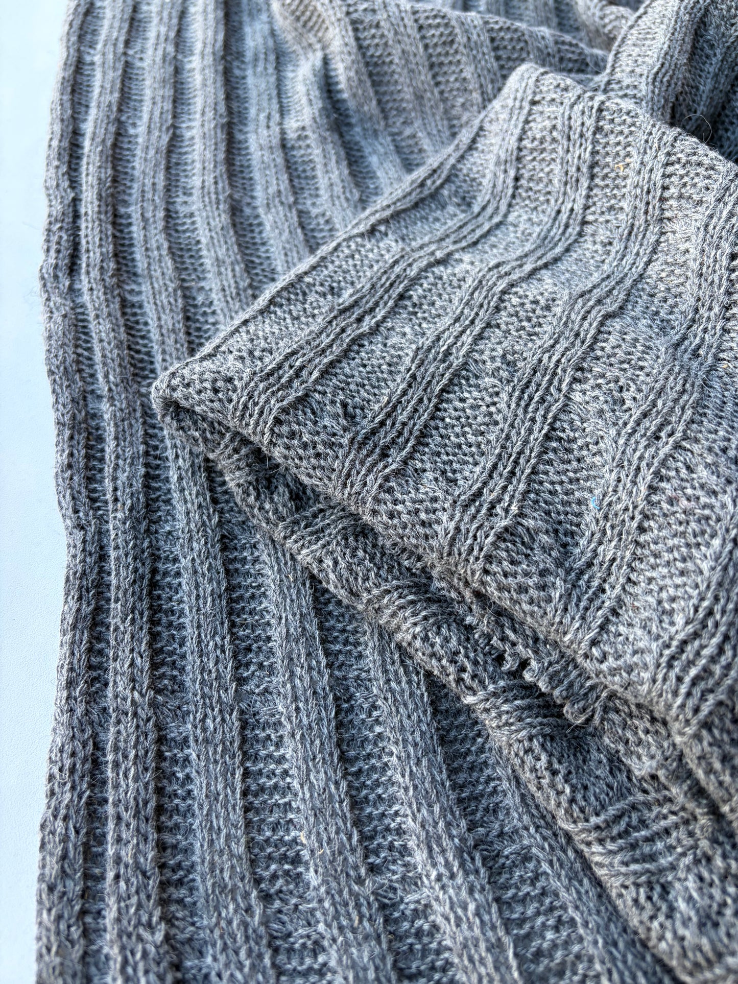 JOEL 035 mid grey coloured knitted cable cotton/wool