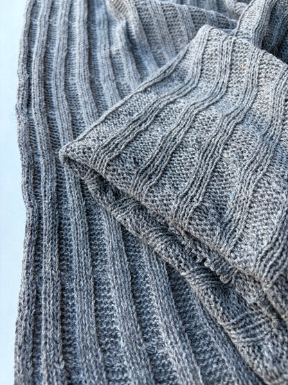 JOEL 035 mid grey coloured knitted cable cotton/wool