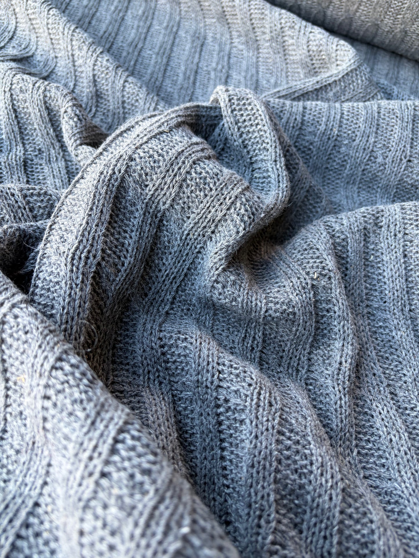 JOEL 035 mid grey coloured knitted cable cotton/wool