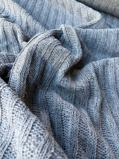 JOEL 035 mid grey coloured knitted cable cotton/wool
