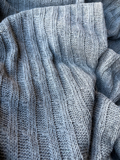 JOEL 035 mid grey coloured knitted cable cotton/wool