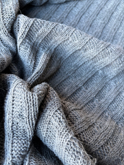 JOEL 035 mid grey coloured knitted cable cotton/wool