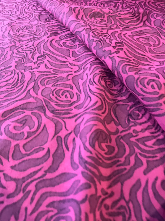 GASPARD 006 cotton stretch jacquard fuchsia roses