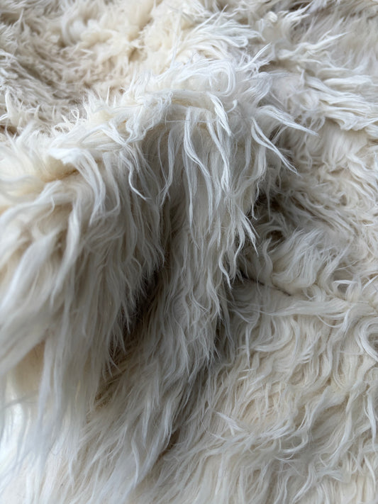 JOEL 037  white fake fur hairy woolen coat fabric