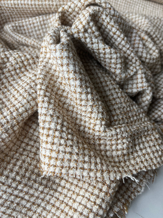 CELESTIN 017 cotton tweed Chanel style check with copper lurex.