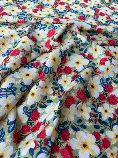 PC MARGE 014 viscose satin green flowerfield